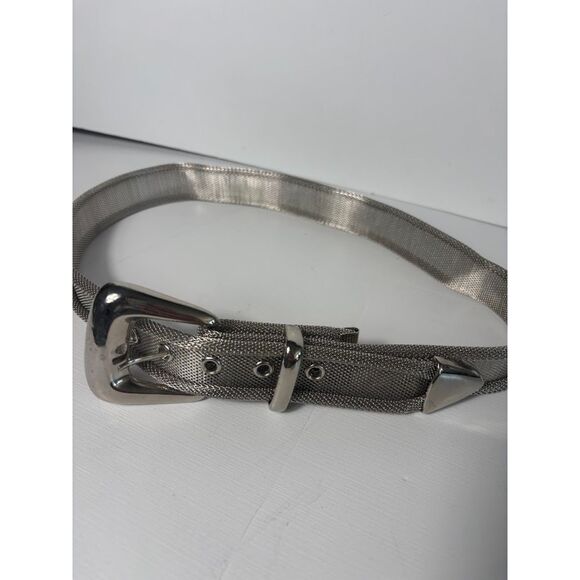 Women's Mesh Chainmail Belt Silver VTG 80s maximalist retro disco funky - Picture 3 of 5